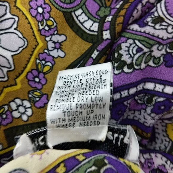 Michele Michelle Boho Paisley Blouse Top Small Purple Green White - Picture 5 of 5